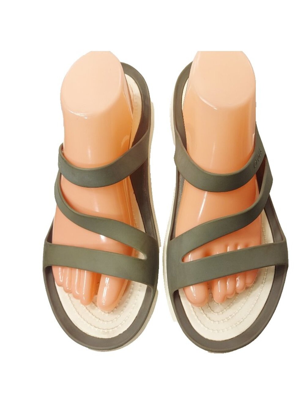 Crocs Kadee Sandals Slides Size 11 Gray White Strappy Comfort Beach Pool